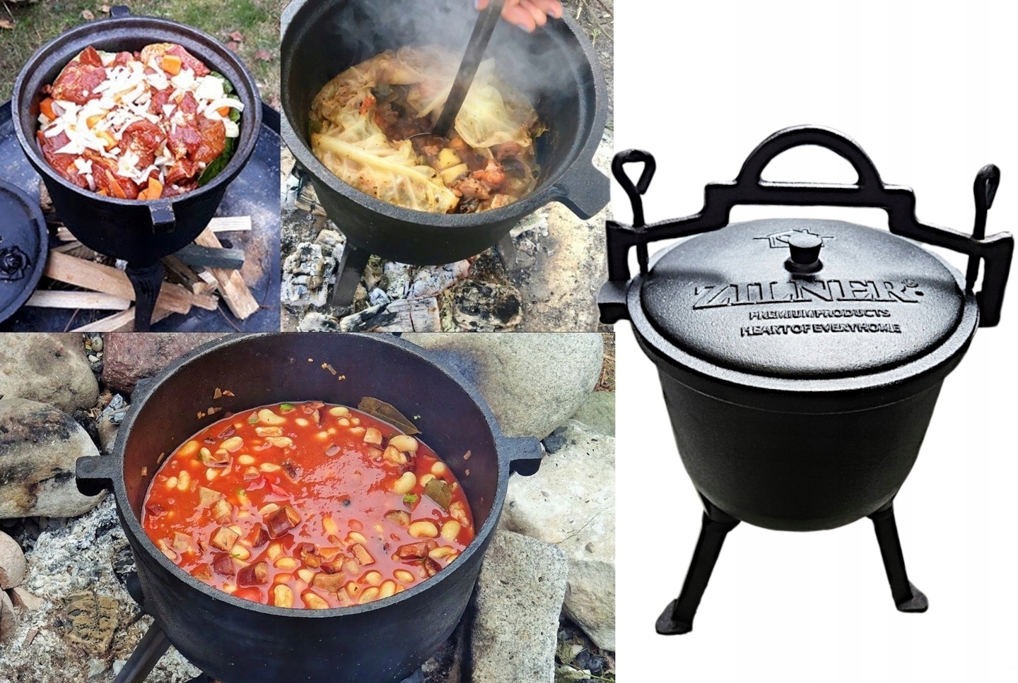 KOCIOŁEK ŻELIWNY GARNEK MYŚLIWSKI WĘGIERSKI PIECZONKI 8L NA OGNISKO GRILL Producent Zilner