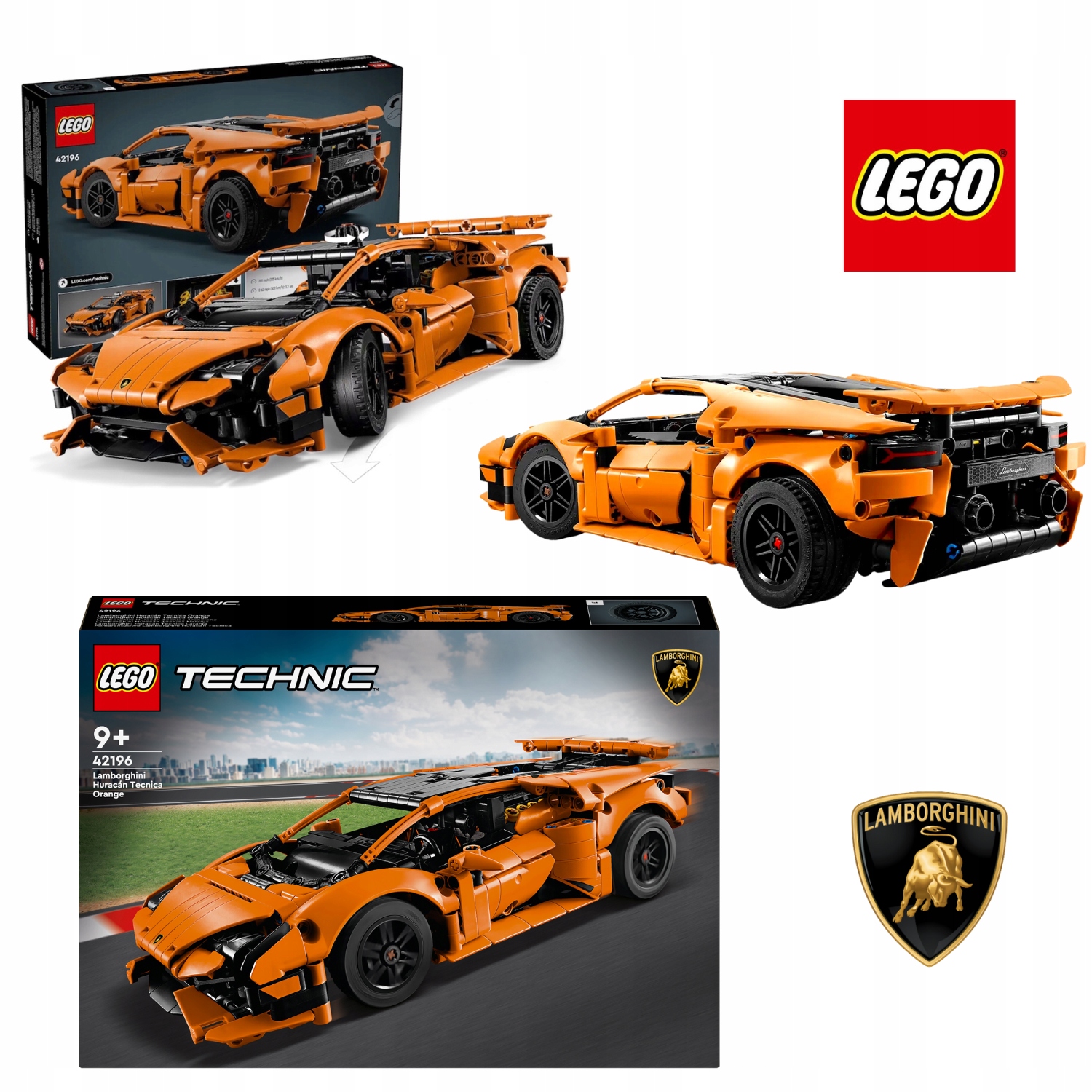 Sada kostek stavebnice Lego Technic 42196 Lamborghini Huracán Tecnica Orange
