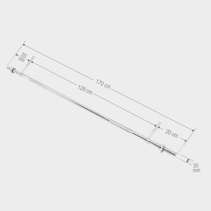Gryf prosty gwintowany 170 cm 30 mm sztanga