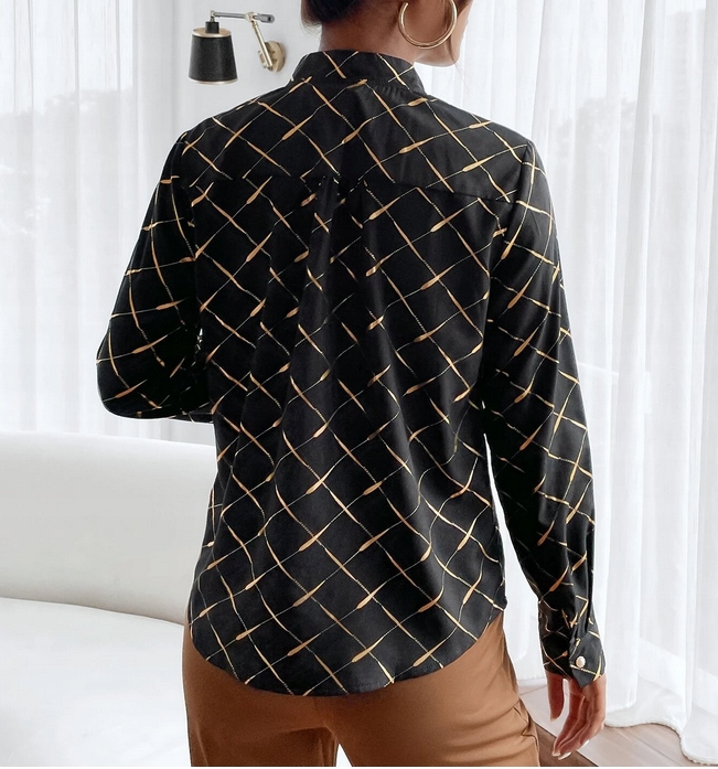 ELEGANCKA MODNA BLUZKA DAMSKA KOSZULA NADRUK L Kod producenta KM10