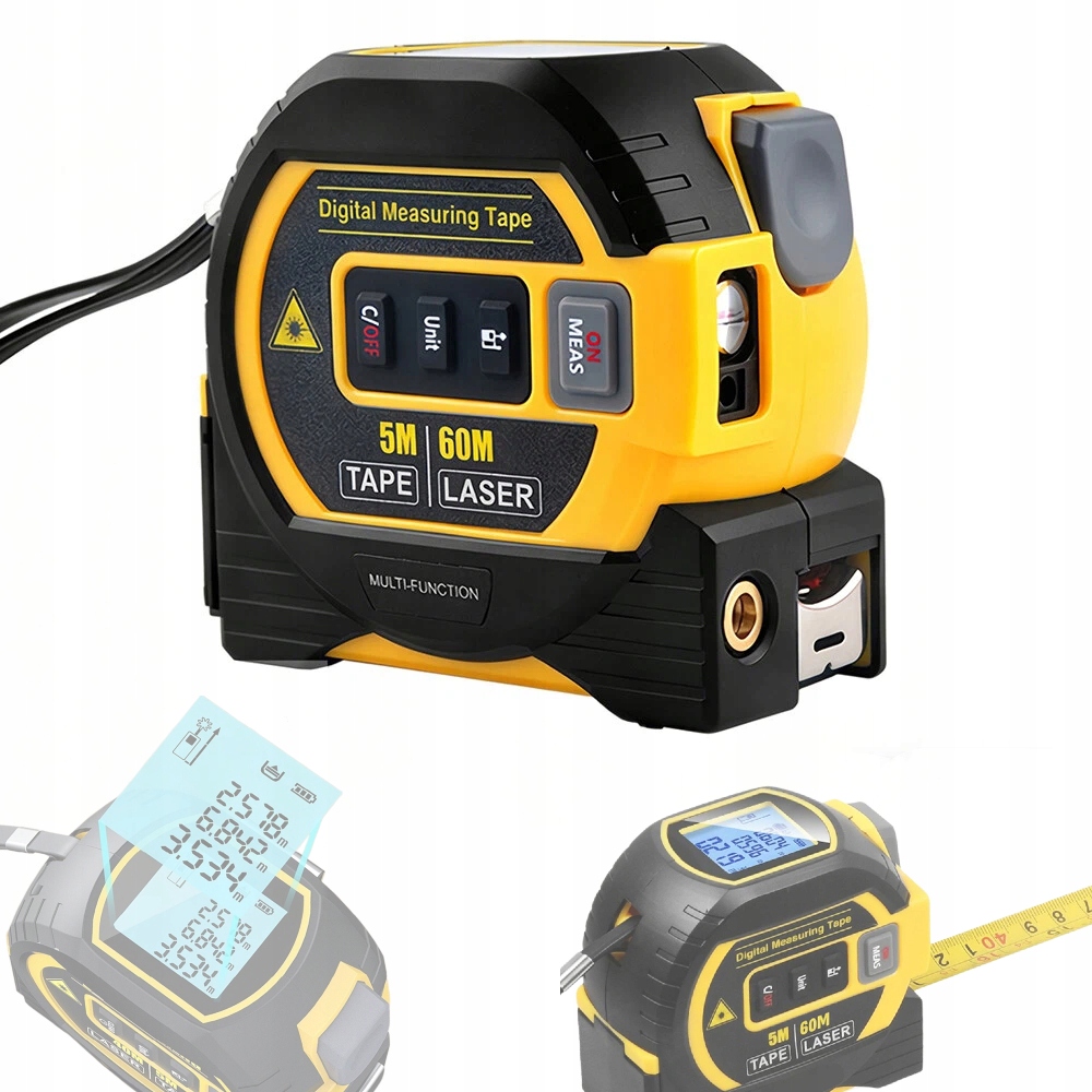 Laserový dálkoměr 60 m Odměrka 500 cm Vodováha 3v1 Profesionální