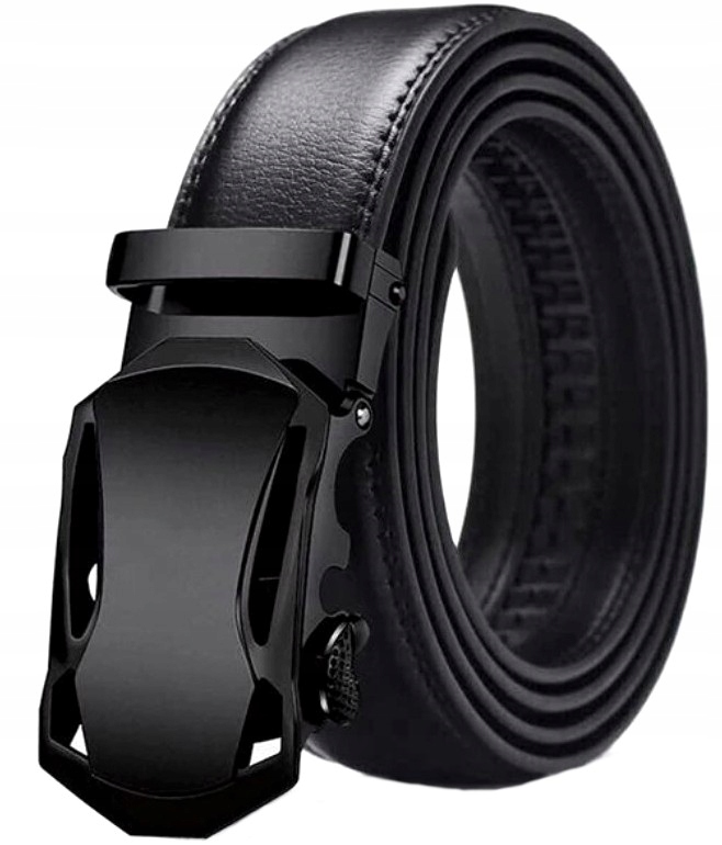 

Męski Pasek automat czarny klamra metalowa skóra