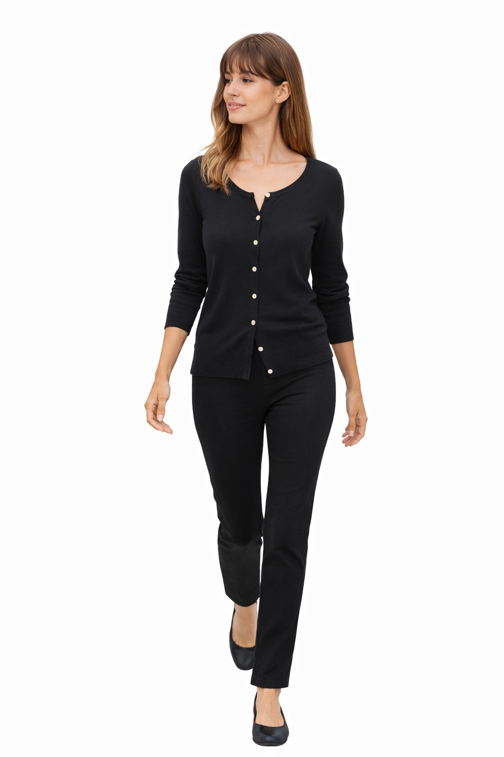 Černá Dámská Volná Halenka S Knoflíky M/L 1I3A