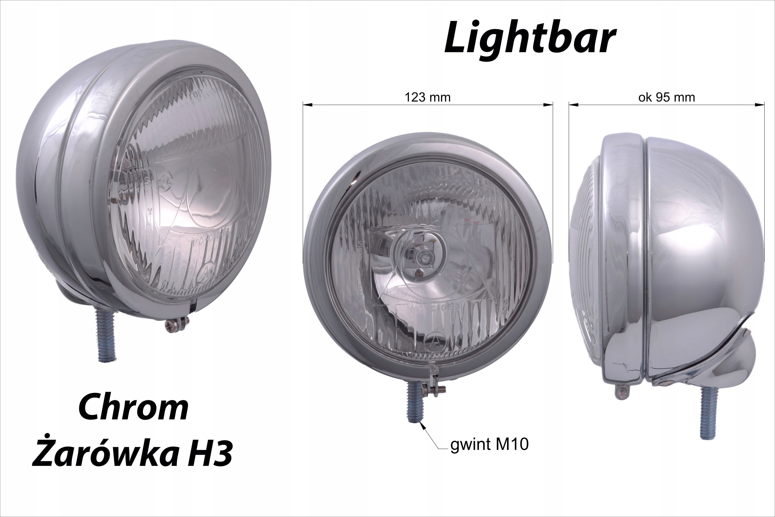 LAMPA LIGHTBAR CHROM CHOPPER DRAG 4 5 CALA 1 SZT Producent czesci Inny