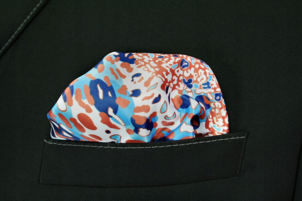 Karmelowo-Niebieska Poszetka Wzór Geometryczny Materiał dominujący poliester