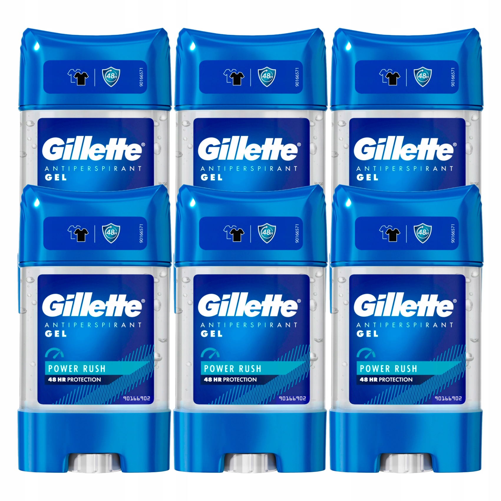 6x Gillette Power Rush 48H antiperspirant v gelu 70 ml