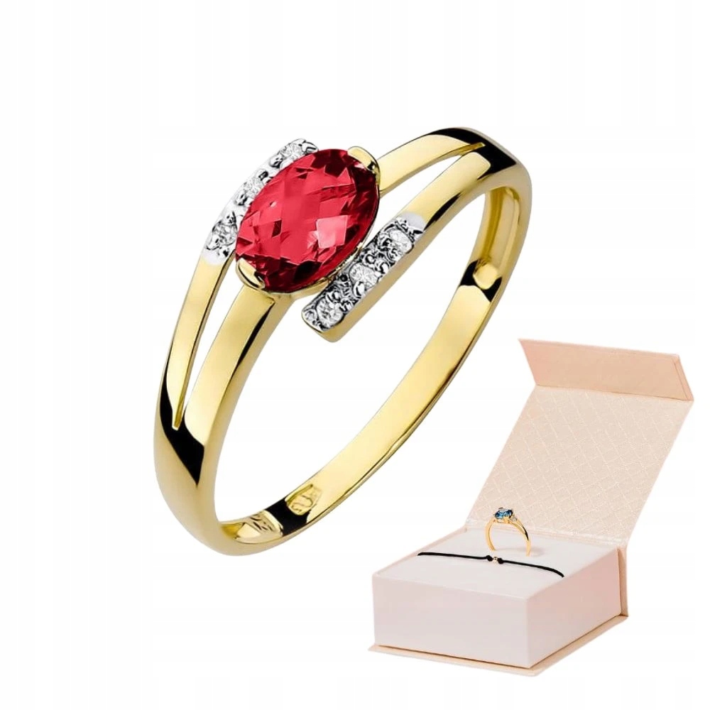 Prstýnek S Rubínem A Diamanty 585 Zlato Zlatý Náramek