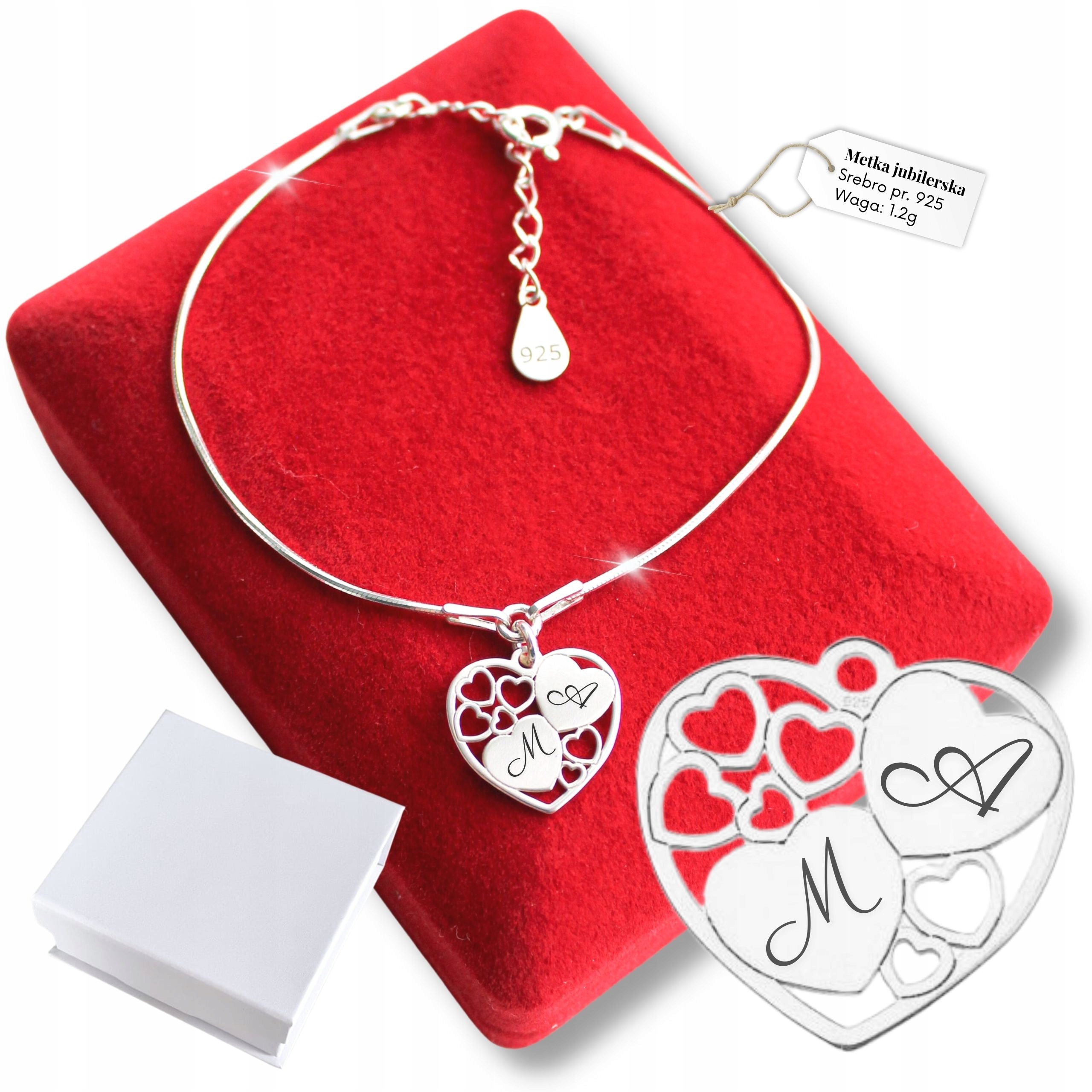 Stříbrný náramek Srdce s gravírováním Iniciály jako Dárek Váš Gravírování 925