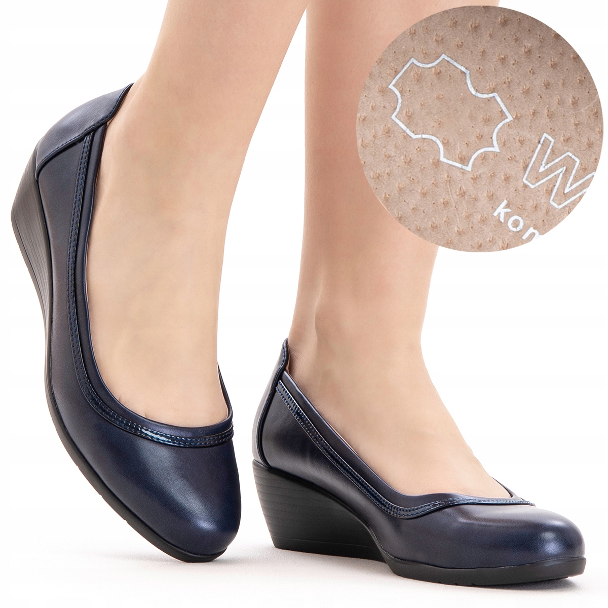 Polobotky na podpatku vč. kůže pohodlné lehké Úhledné nazouvací Wojtyłko 41