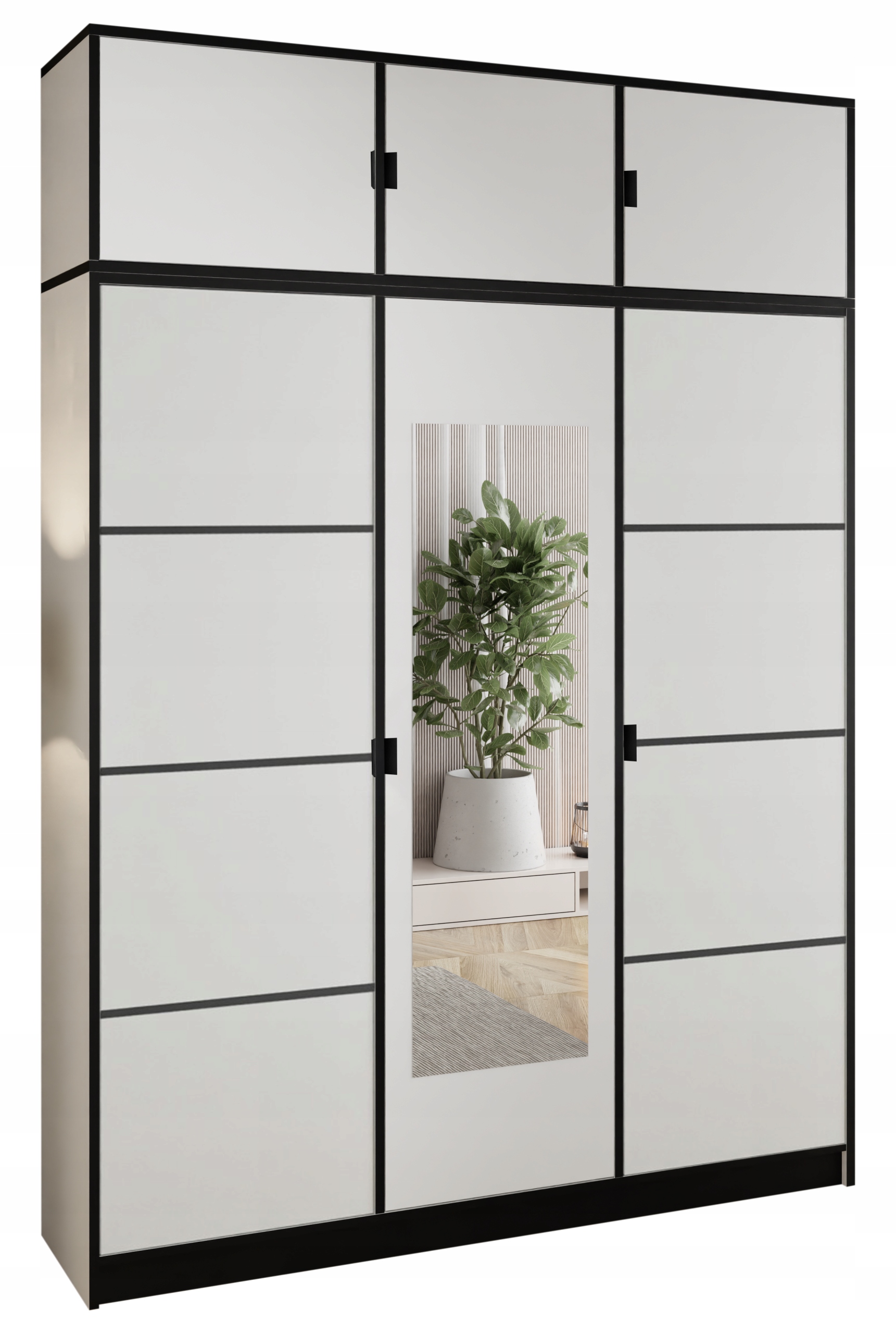 Skříň Lumi 157 3D Bílá se zrcadlem dior Vzor 2 Držák Č. s Nadst.