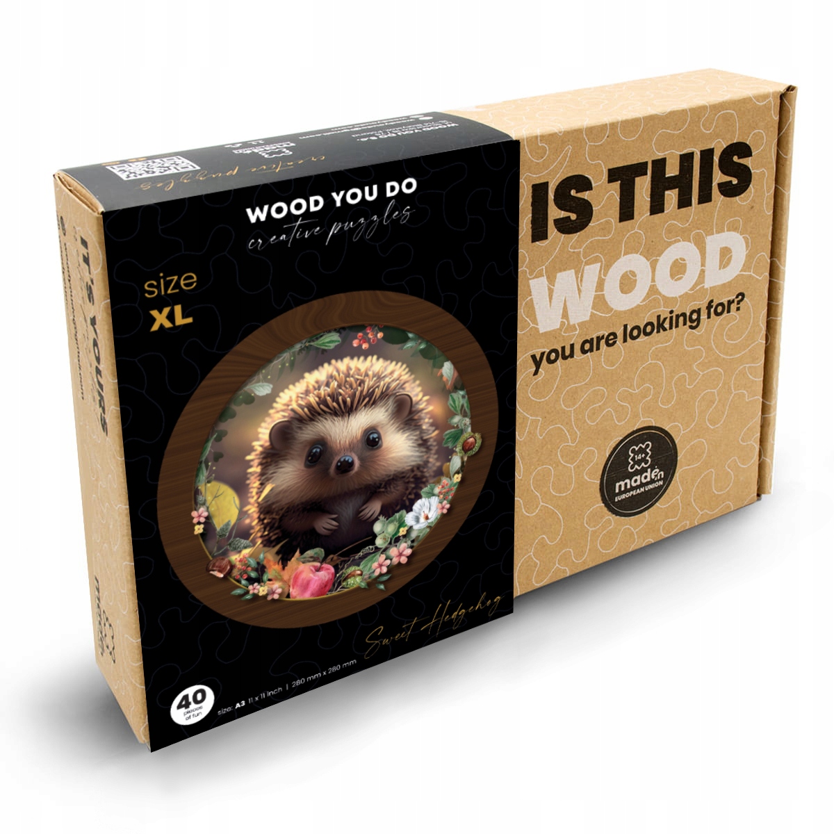 Puzzle drewniane WOOD YOU DO | Hedgehog | 40 elementów | XL Liczba elementów 40
