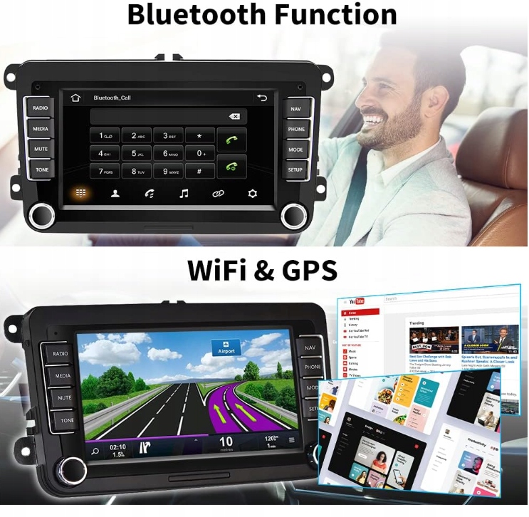 Autorádio 2DIN Gps navigace 7' Android CarPlay pro Vw Golf Leon