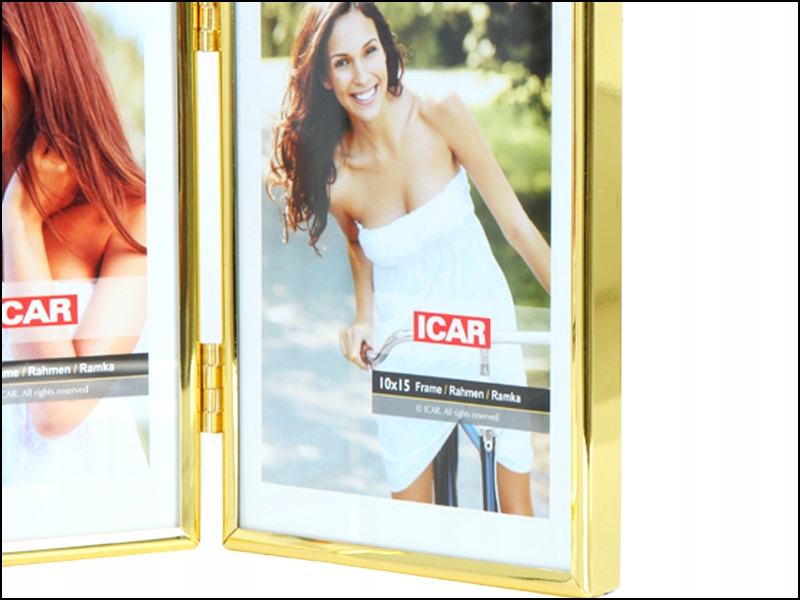 RAMKA 10x15 NA 2 ZDJĘCIA METALOWA ZŁOTA ICAR(4701) Kod producenta 65/2