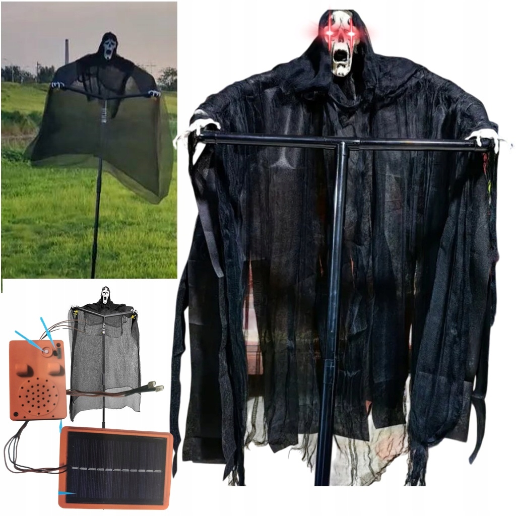 Odstraszacz Ptaków Strach Na Wróble Szpaki Dekoracja Ogrodu Solar Dzwięk