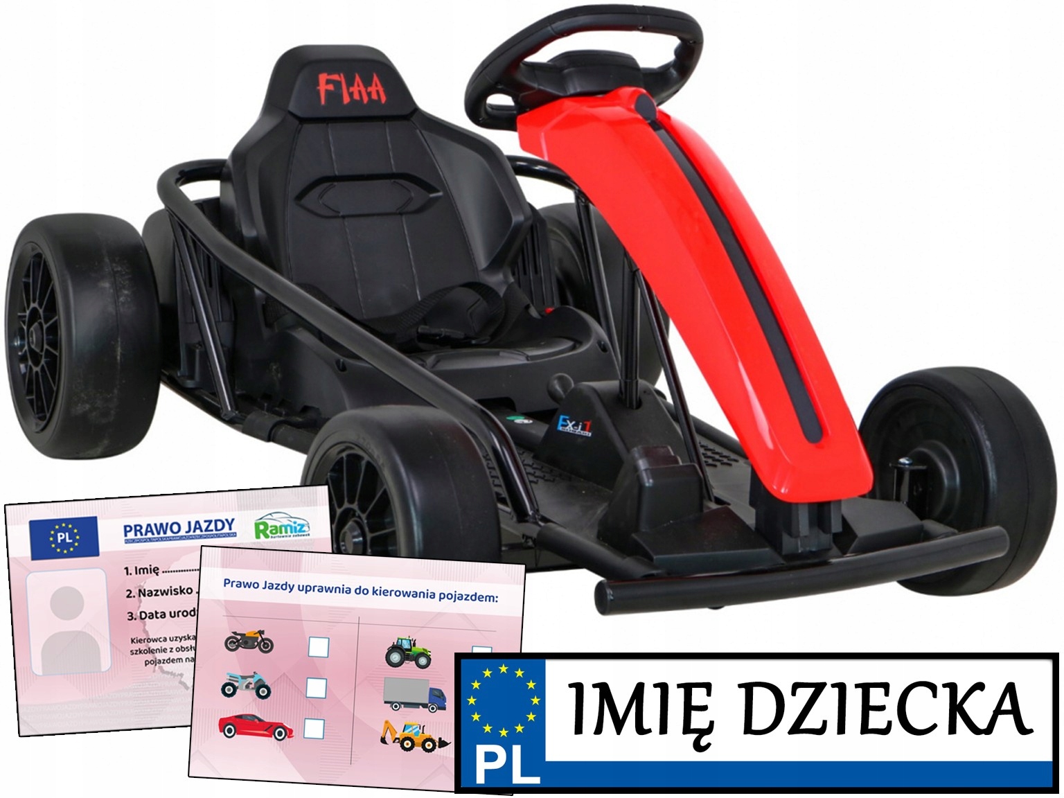Gokart Na Akumulator dla dzieci FX1 Drift Master tablica z imieniem Prawko