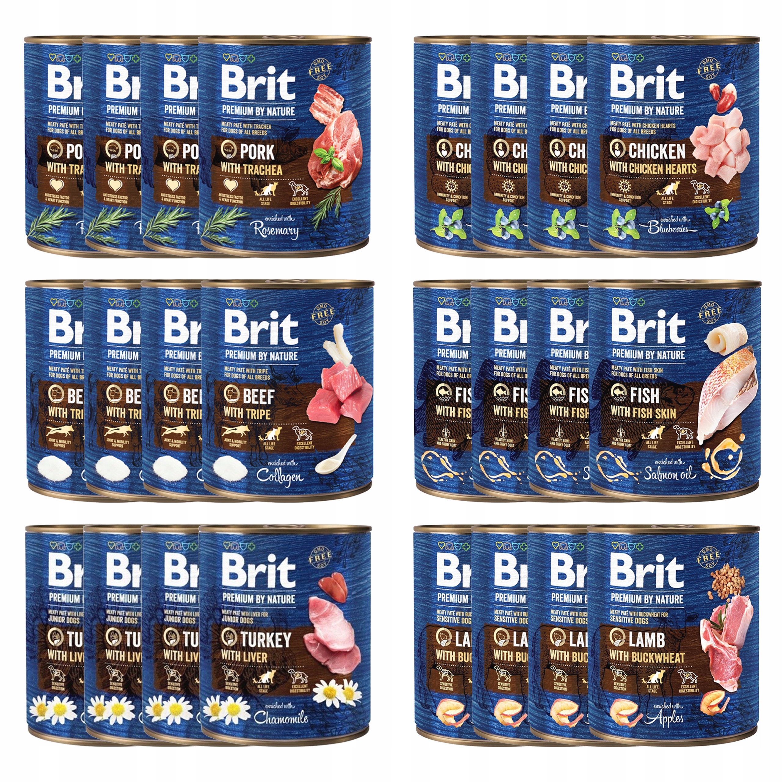 Levně Brit By Nature Krmivo mokré pro psa mix chutí 24 x 800 g Adult Bezobilné