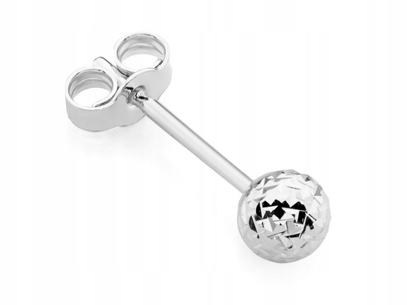 Bílo Zlatý Náušnice Diamantový pr. 585 Kulička 4 mm Na tyč 14k