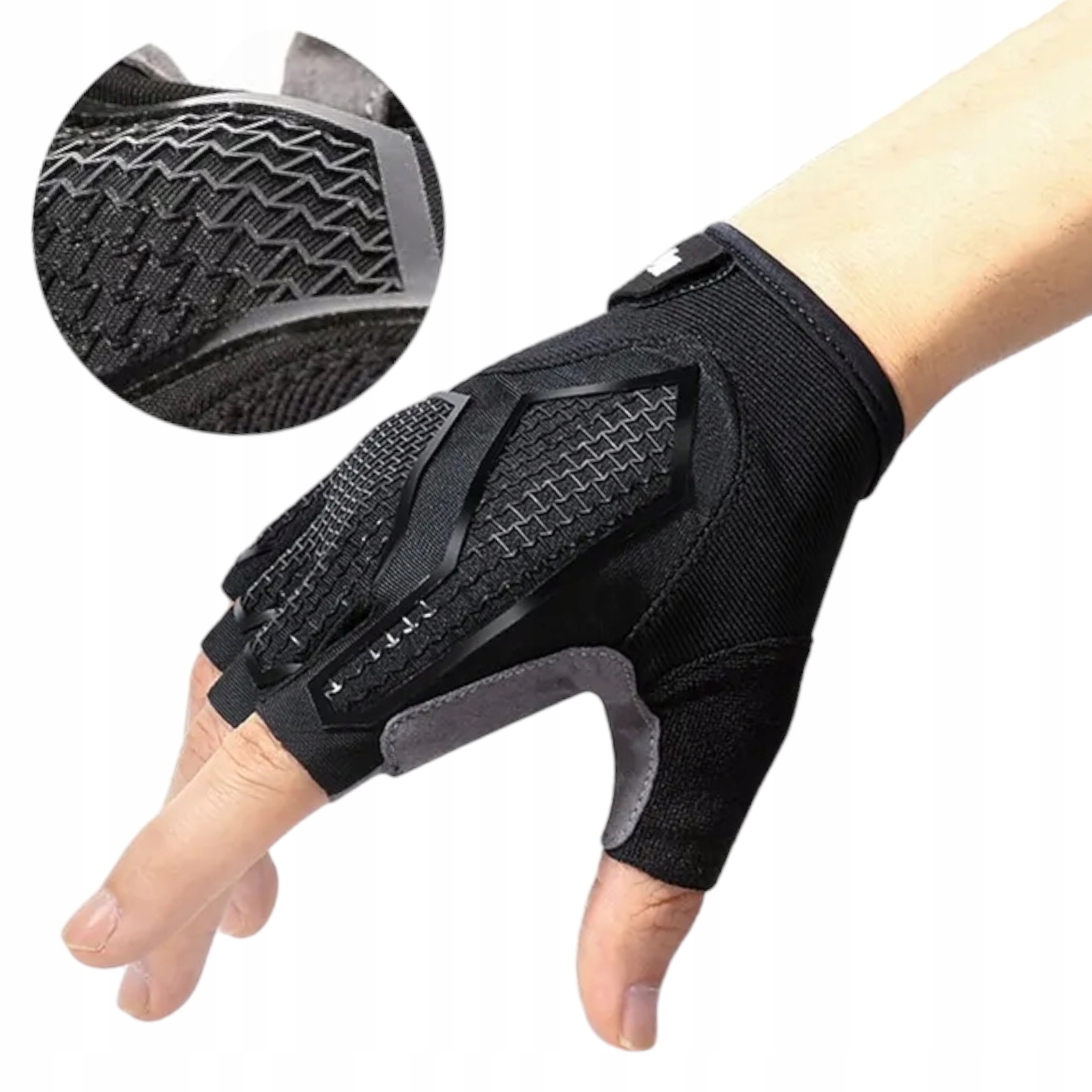 RĘKAWICZKI ROWEROWE LETNIE BEZ PALCÓW ŻELOWE SKÓRA Kod producenta A936331A