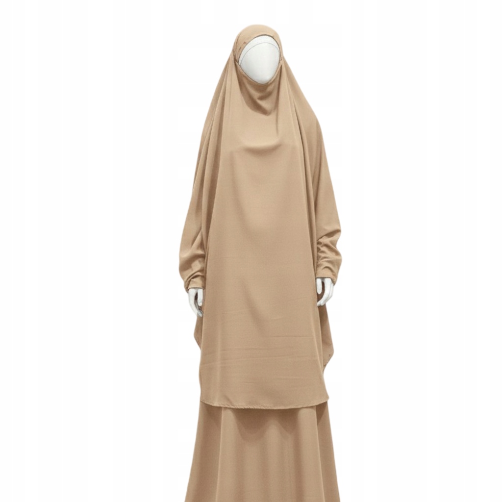 Šaty Muslimská modlitební 2dílná Hidžáb Abaja Ramadan Béžová