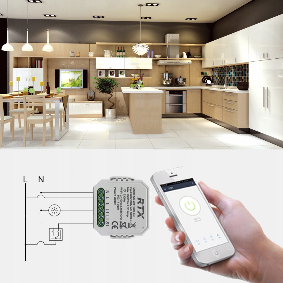 RTX Moduł TUYA Przekaźnik WiFi dopuszkowy POMIAR ENERGII Cechy dodatkowe łączność z wifi