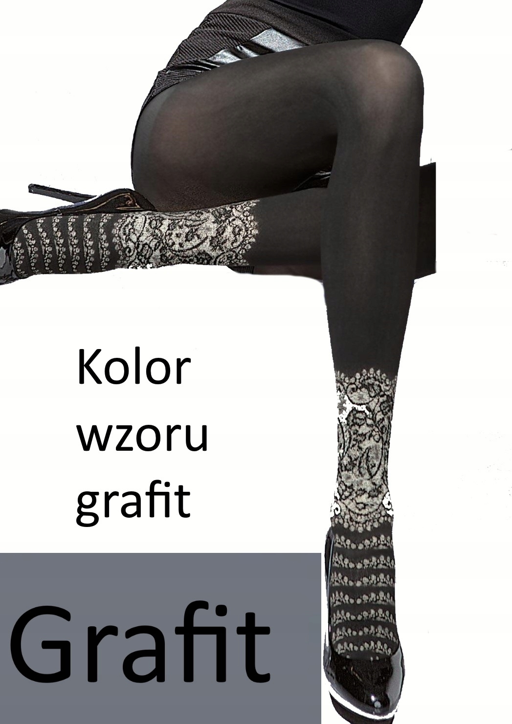 

Fiore rajstopy 2 wz 60 Livadi czarne wzór grafit