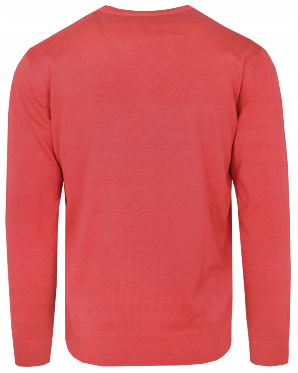 Męski Sweter z Dekoltem w Serek - Koralowy - XXL Rozmiar XXL