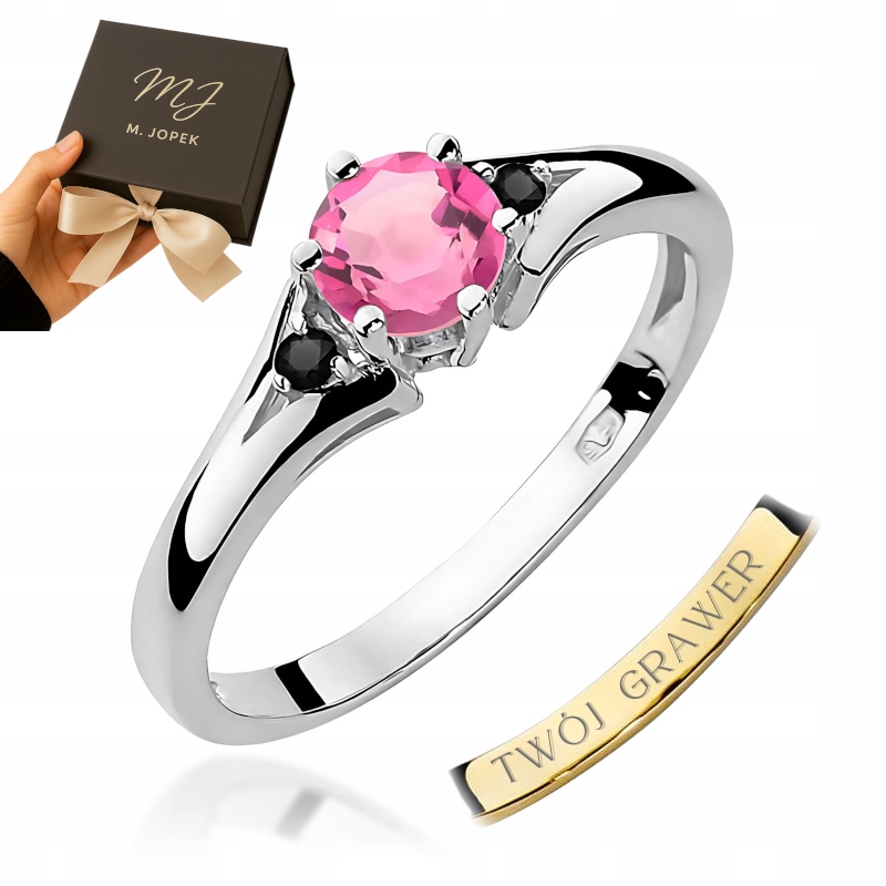 Prstýnek Z Bílého Zlata 585 S Topazem 0,60 ct Diamanty Gravírování M.jopek