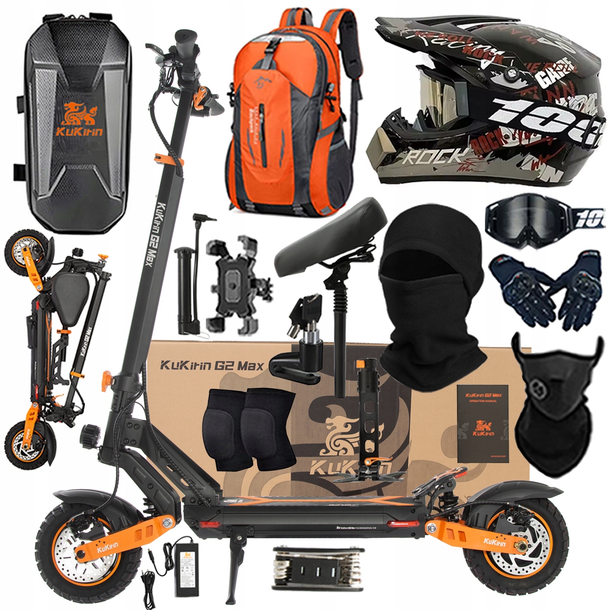 Kukirin G2 Max Składany Pojazd Elektryczny 1200W 48V 20Ah 55KM/H PL+Prezent