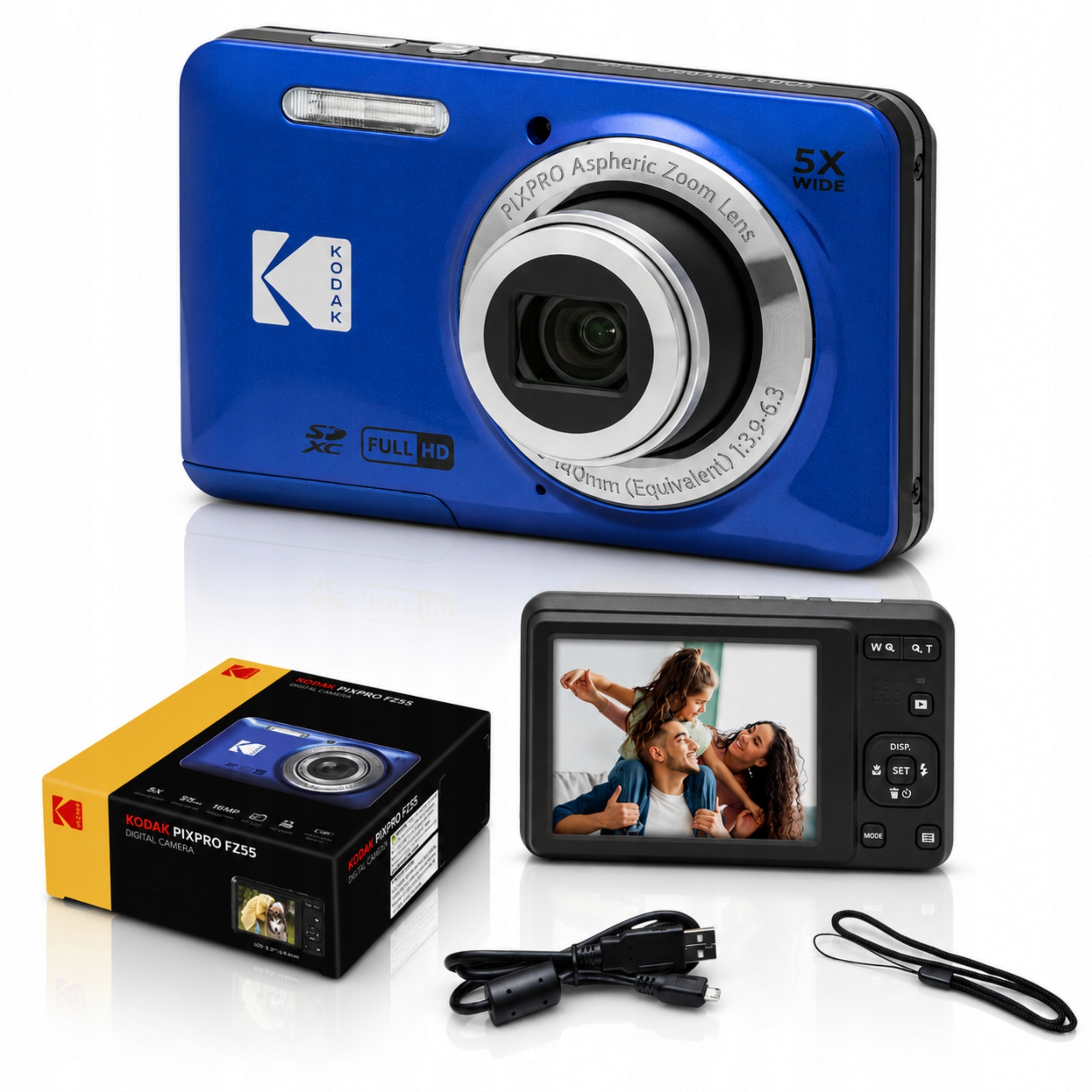 Digitální fotoaparát Kodak Pixpro FZ55 16MP Zoom 5x Full Hd Kompaktní modrý