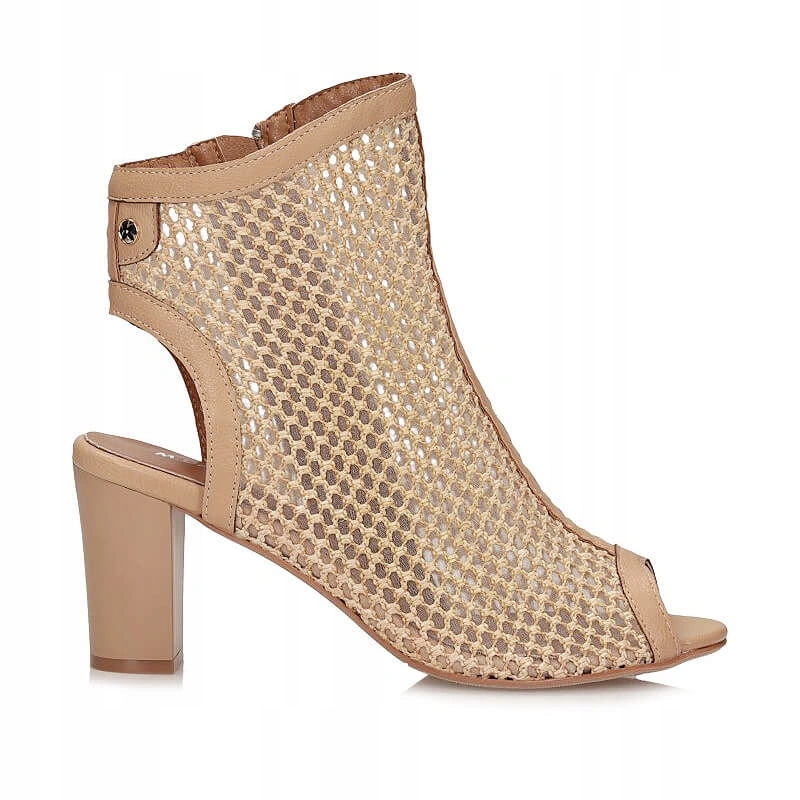 Dámské kotníkové boty M. Daszyński SA283-2 Beige béžové perforované na podpatku