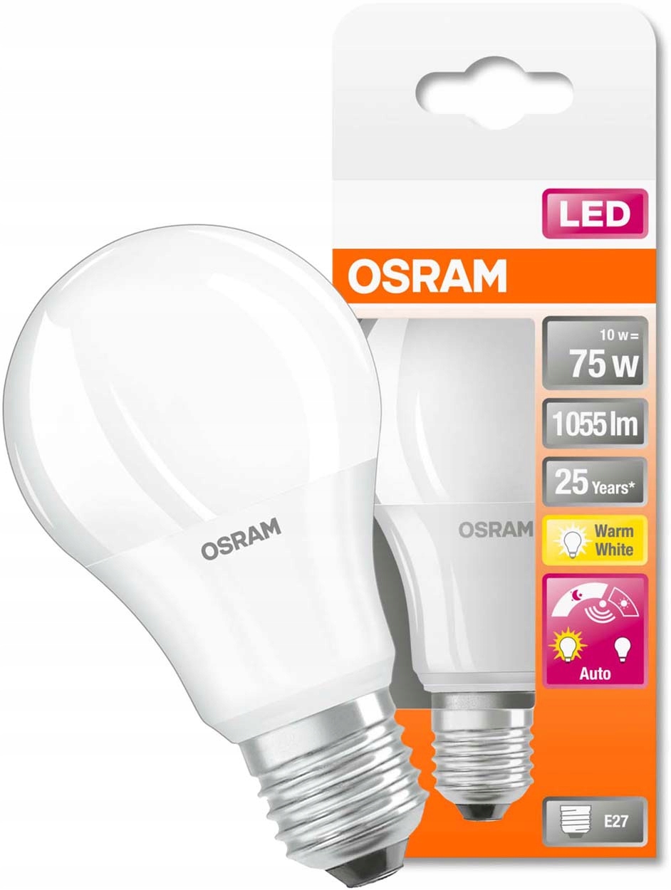 

Żarówka Led E27 10W 2700K Czujnik zmierzchu Osram