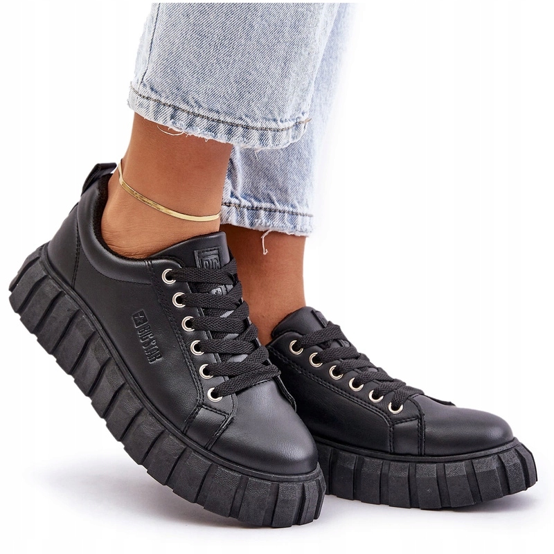 Dámské Eko Kožené Tenisky Na Platformě Big Star MM274617 Černé 36