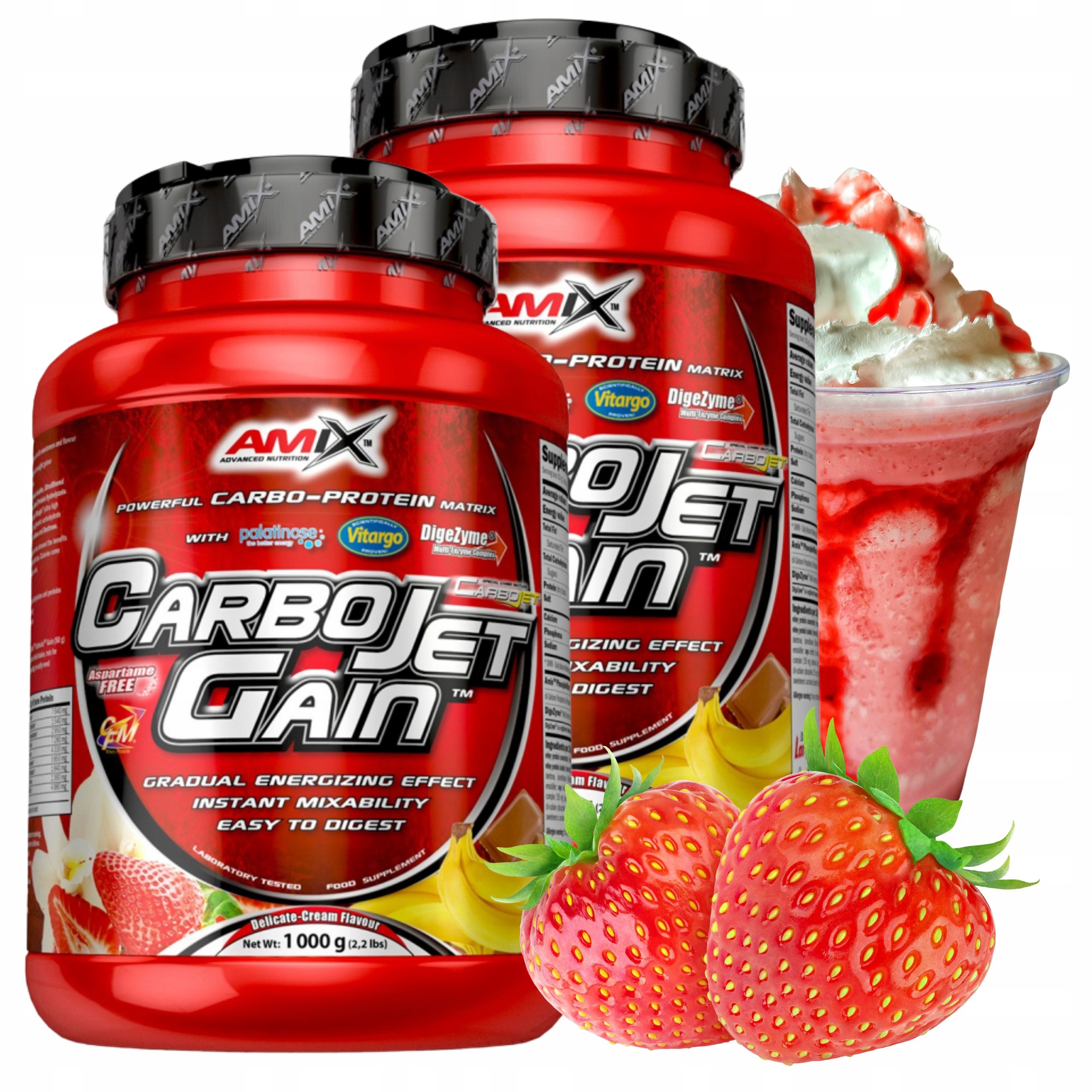 Doplněk Stravy Mass Strength Mass Gainer pro Svaly Sacharidy Bílkoviny Cfm 2x1kg