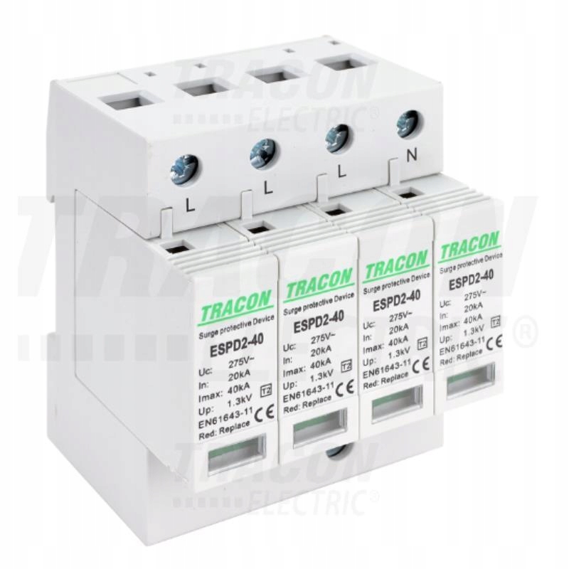 Omezovač přepětí T2, Ac, vyměnitelné vložky ESPD2-40-4P