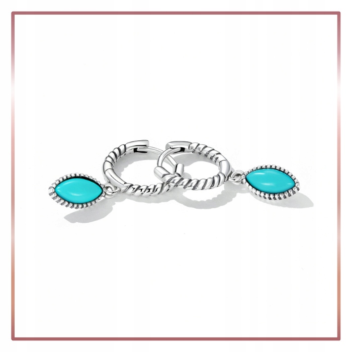 Srebrne kolczyki TURKUSOWA ŁZA VINTAGE S925 Marka A.R. Silver