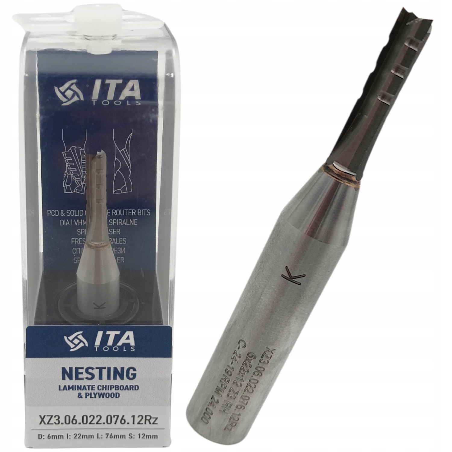 Ita Tools Frez prosty do Mdf sklejki laminatu 6mm Vhm Z3 z łamaczem wióra
