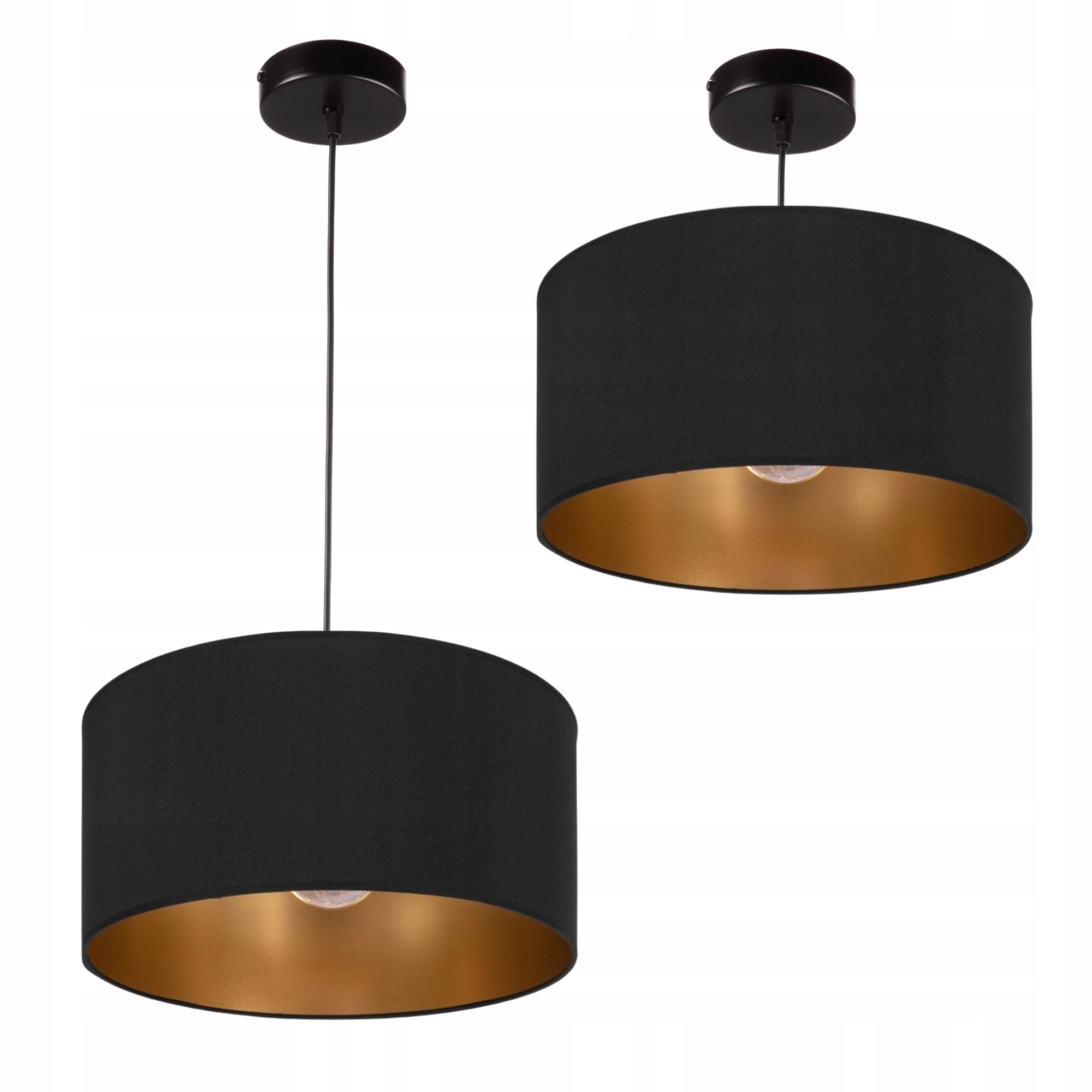 Závěsná Stropní Lampa, Válec, Převis E27, Zlatý Střed, Led Lustr, 30 CM