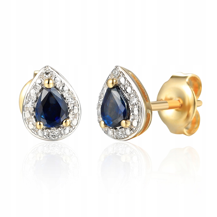 Náušnice zlaté Au 585 se safírem a diamanty ZE100363/SAP