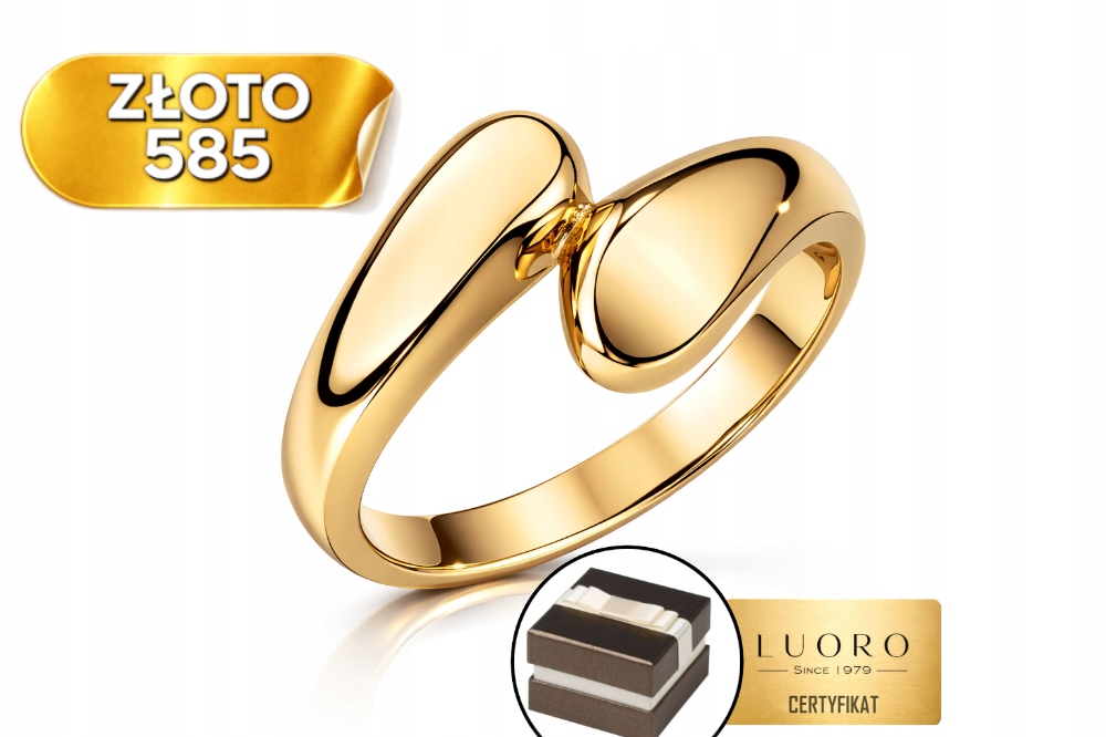 Prstýnek 585 14K Hladké Spojené Slzy Žluté Zlato R13