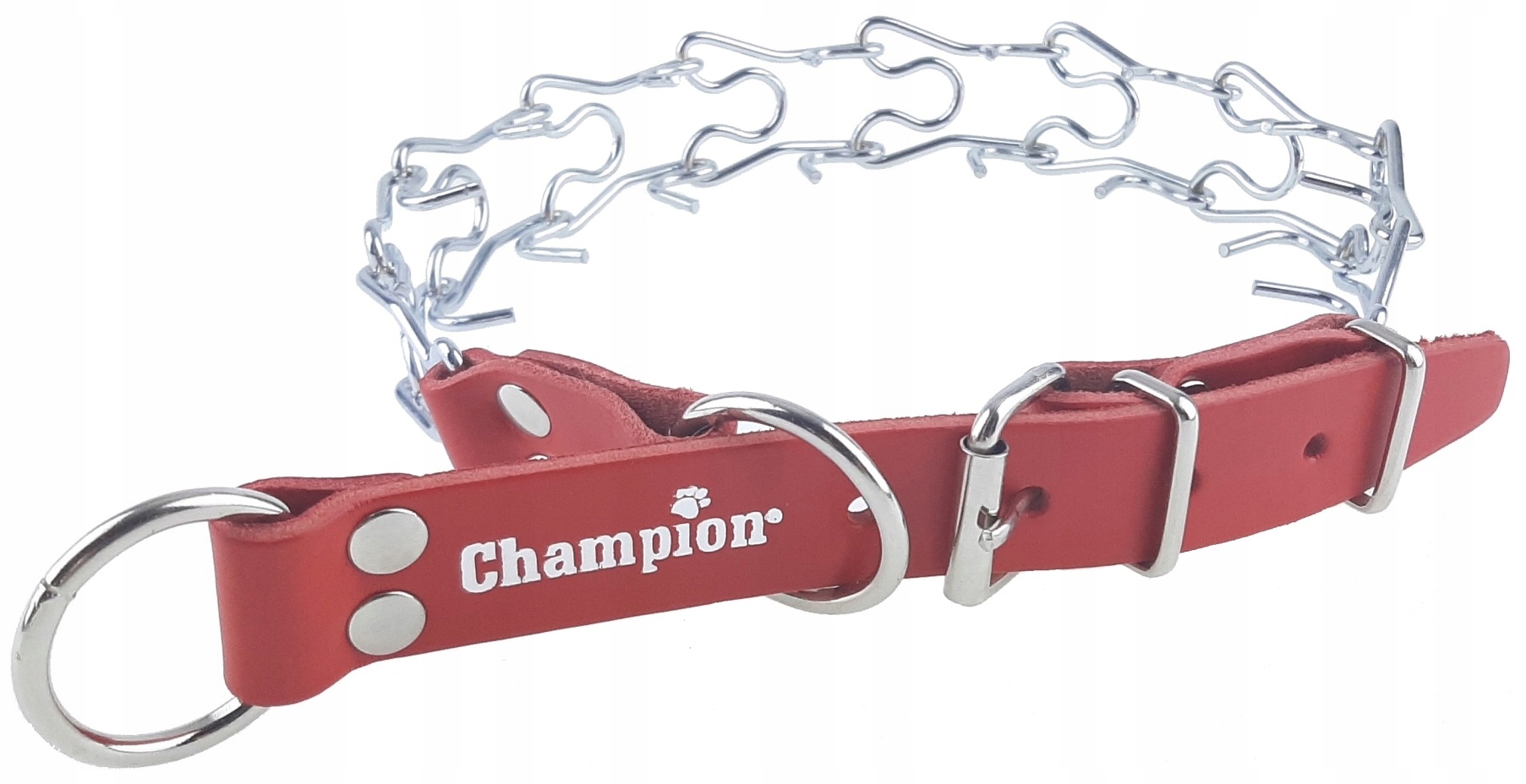 Levně Ostnatý Obojek pro psa Rymarska z Polska kůže Výrobce Champion R2 Červená