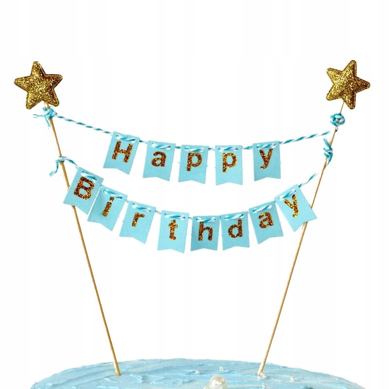 

Topper Girlanda Happy Birthday Niebieski