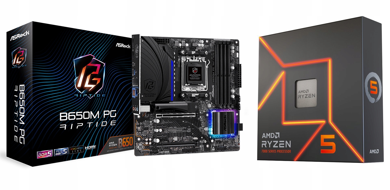 Zestaw Amd Ryzen 5 7600X ASRock B650M Pg Riptide