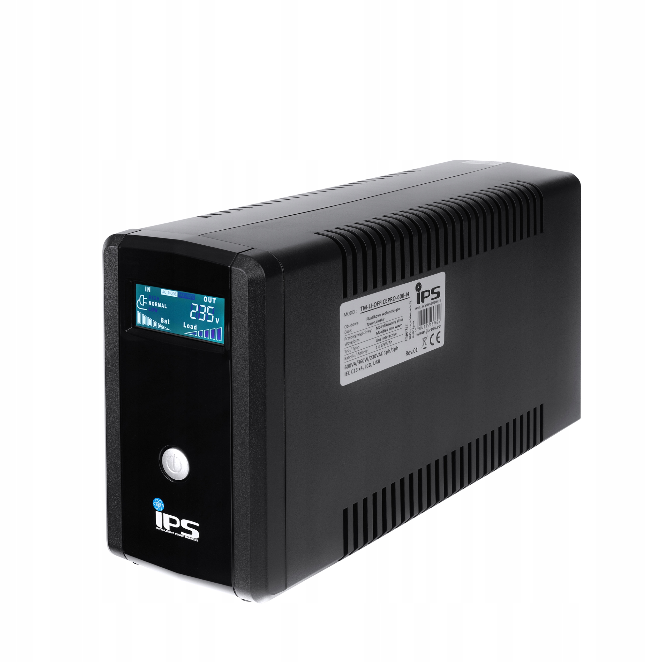 TM-LI-OFFICEPRO-600-F2: modifikovaná kancelářská Ups sinusoida 230Vac 600VA/360