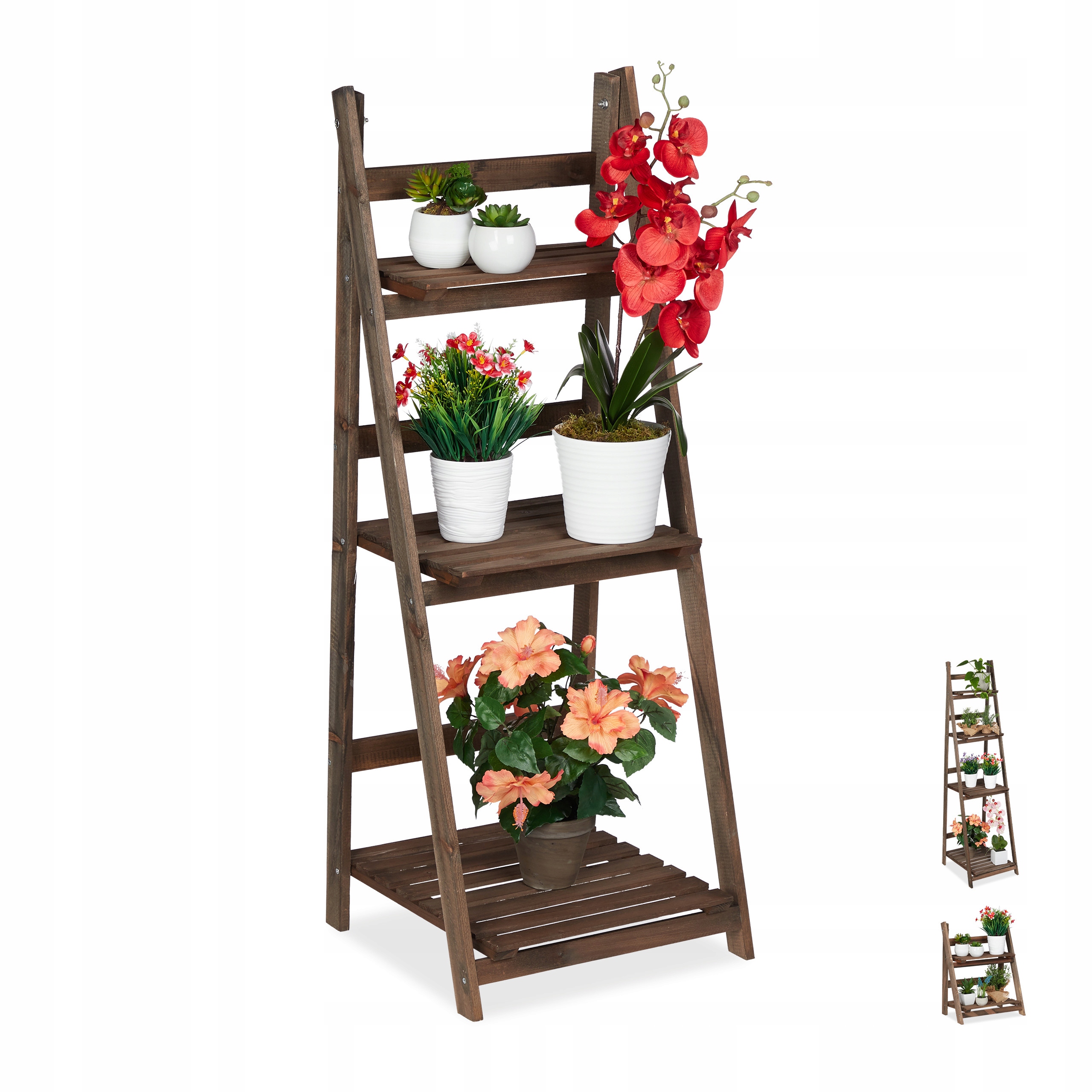 Držák Na Květináč Relaxdays dřevěný 108 cm stojan na květiny do zahrady