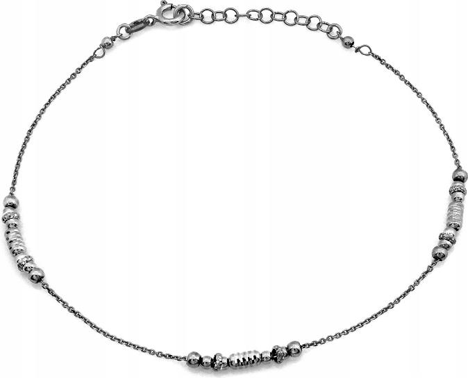 925 Stříbrný řetízkový náramek na nohu s kuličkami r26 jako dárek