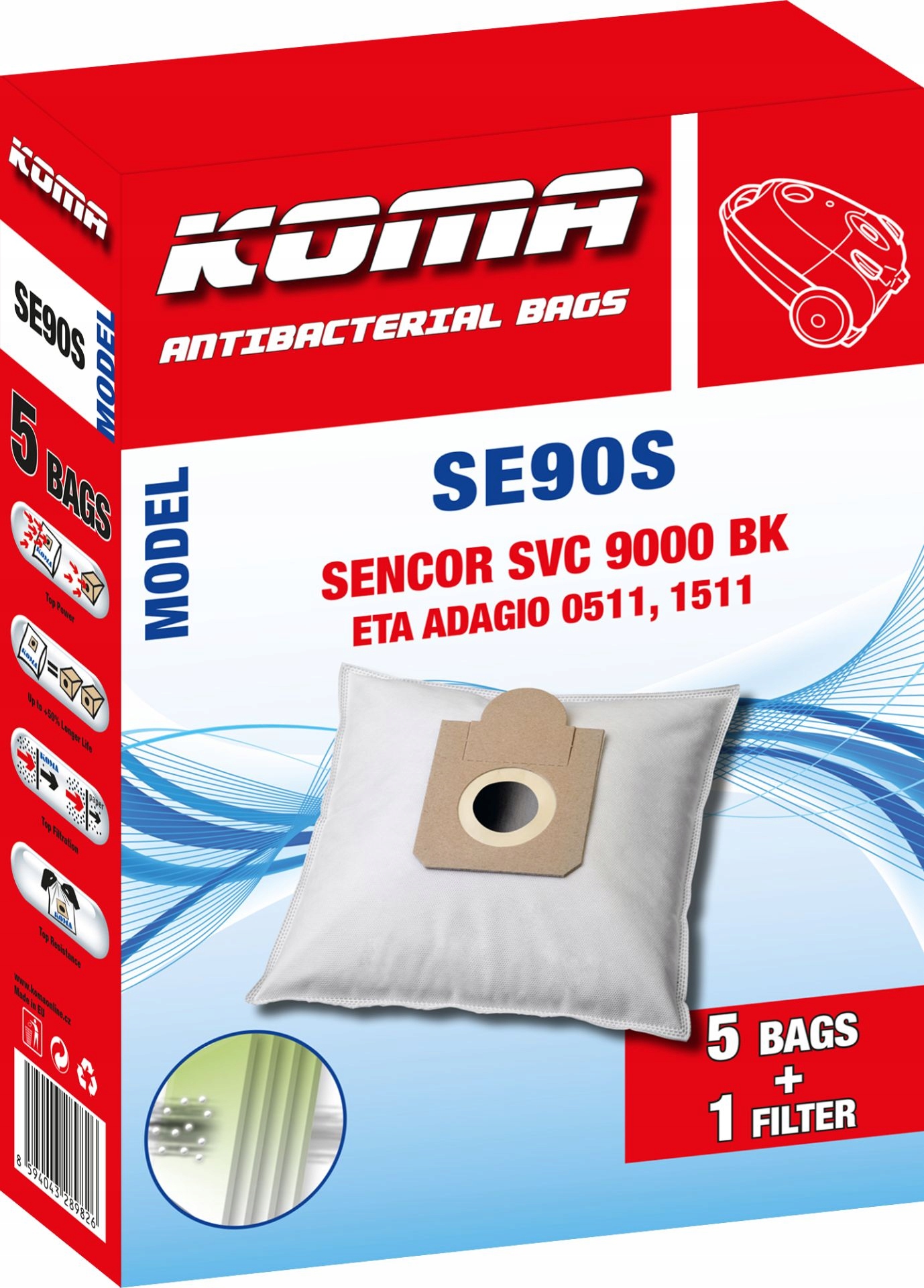 KOMA SE90S - Worki Sencor SVC 9000bk, 5 szt. Producent KOMA