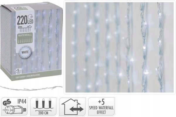 Záclona 220 Led venkovní osvětlení 2x1 m studená bílá IP44 efekt padajícího vzduchu