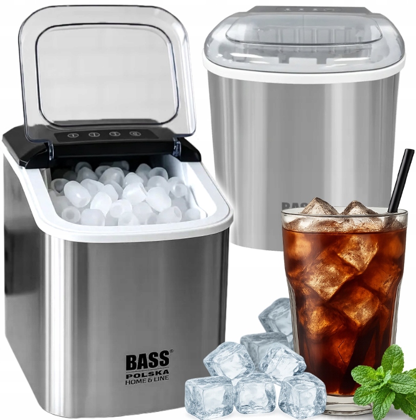 Kostkarka Do Lodu 12kg Lód 105W Maszyna Do Lodu Kostki Lodu Srebrna Stalowa