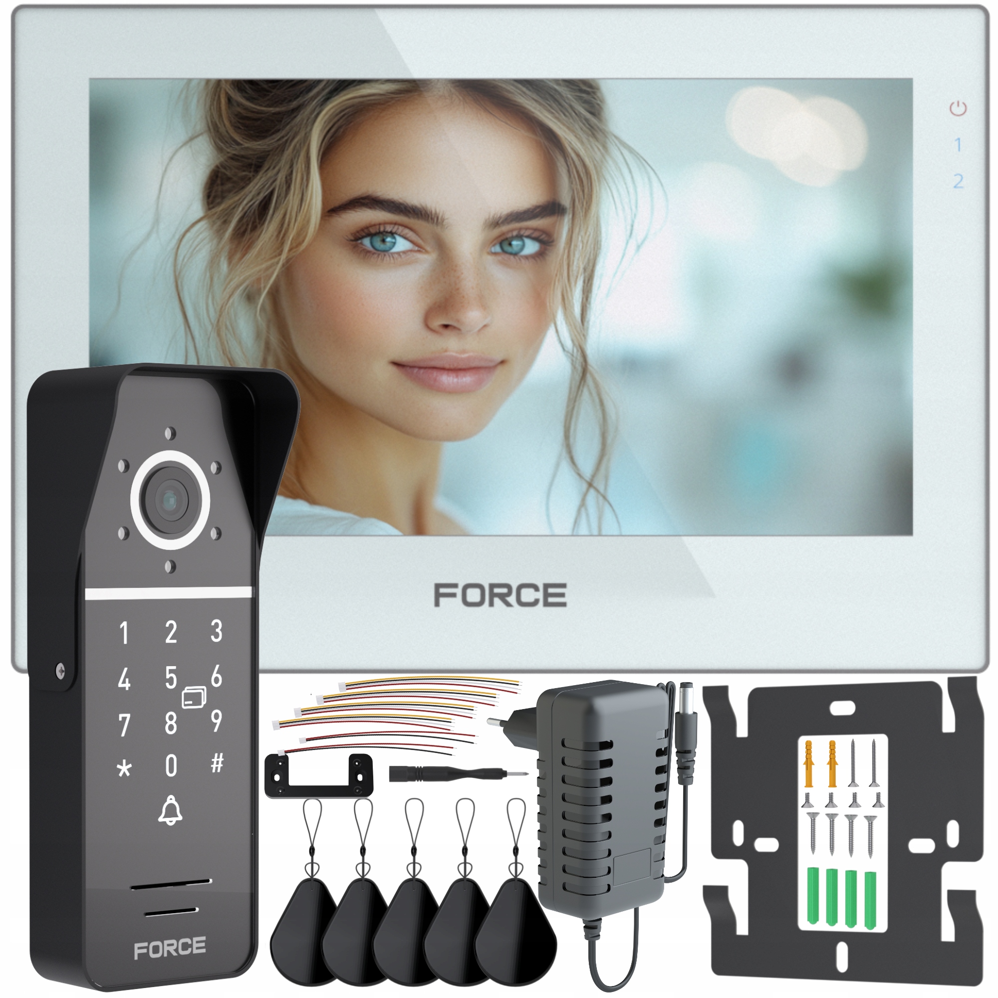 Videotelefon Force Prima 7" Bílý Full Hd Čtečka Klíčenek Brána