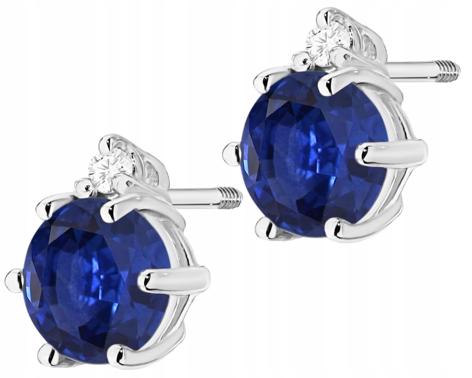 Bílé zlato Náušnice se safírem a brilianty Zlato 585 14K Dárek Gravírování